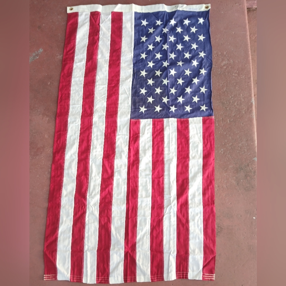 Vintage American Flag & Banner Co 50 Star US Flag Embroidered Stars 100% Cotton